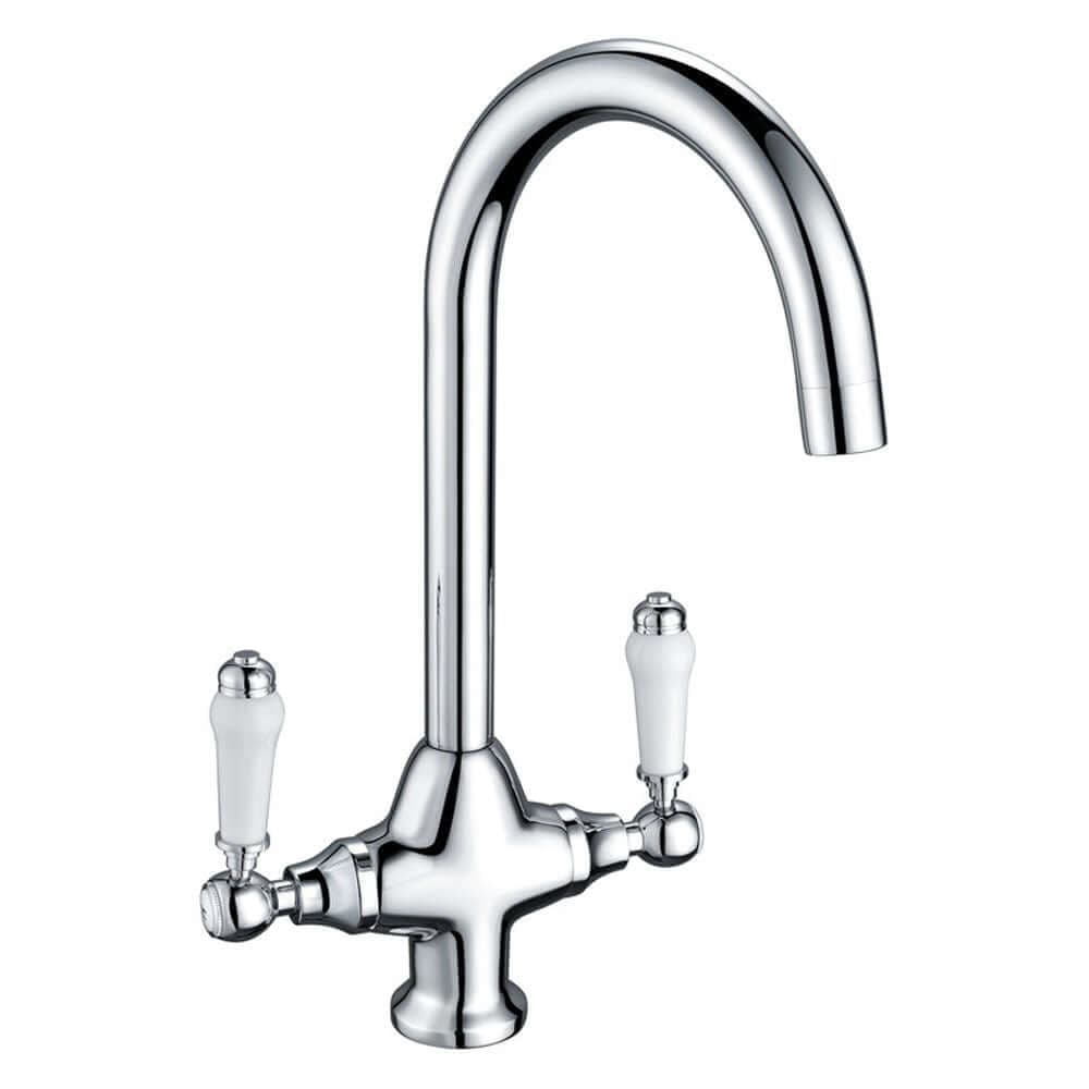 Prima+ Belfast Dual Lever Belfast Quarter Turn Kitchen Mixer Tap Chrome