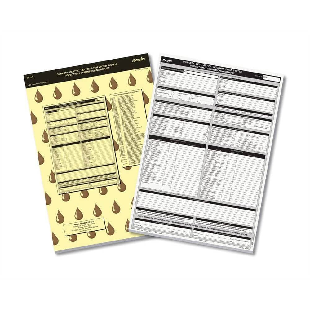 Regin Domestic Central Heating u0026 Hot Water System Inspection/Commissioning  Report Pad