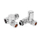 Two chrome dual fuel radiator valves on a white background.