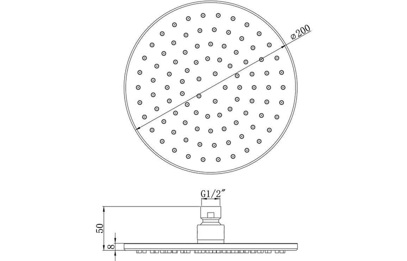 Celeste Round Shower Head - 200mm - Chrome | Plumbhub
