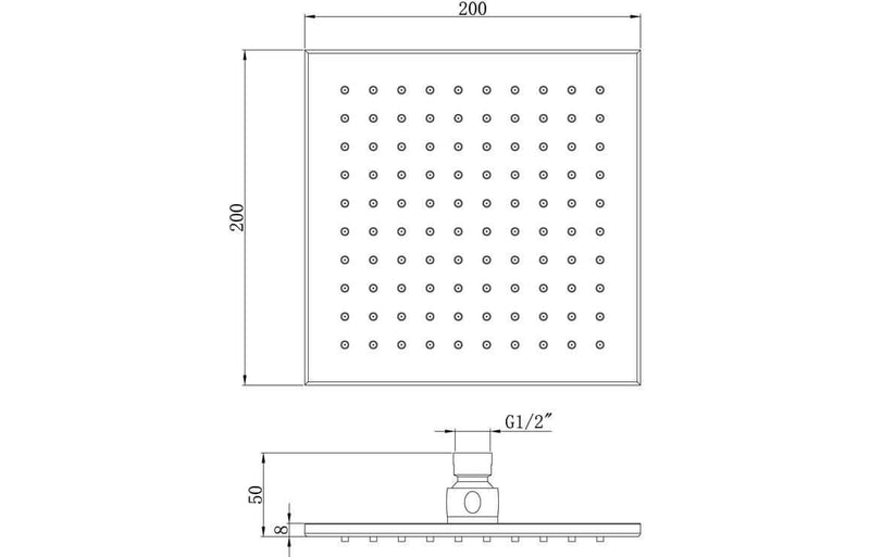 Celeste Square Shower Head - 200mm - Chrome | Plumbhub