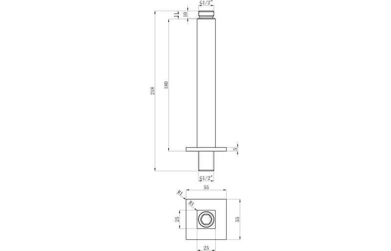 Celeste Square Ceiling Arm 180mm - Chrome | Plumbhub