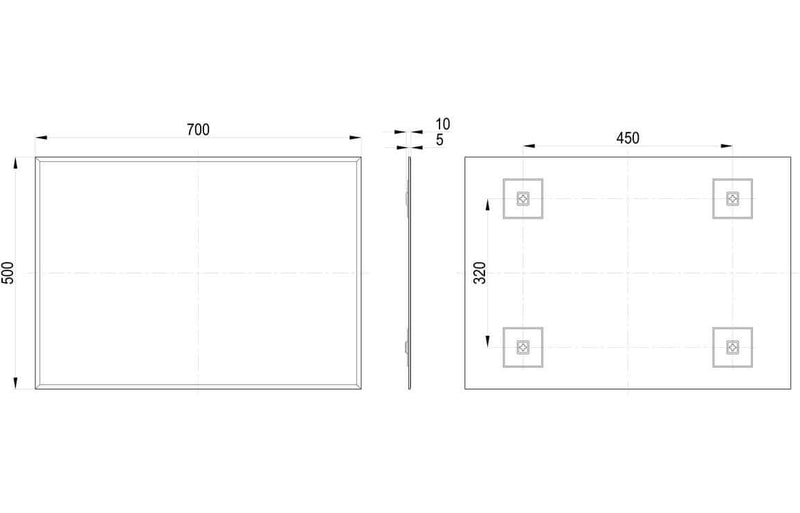 Celeste Solux Rectangle Bathroom Mirror - 500mm x 700mm.