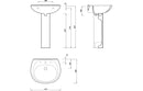 Celeste Holte 573mm x 460mm 1TH Bathroom Basin & Full Pedestal