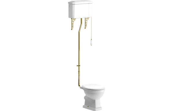 Celeste Burlington High Level Toilet w/ Brushed Brass | Plumbhub