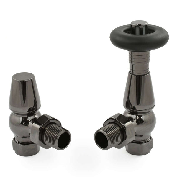 West Radiators Jaguar Thermostatic Angled Valve - Black Nickel