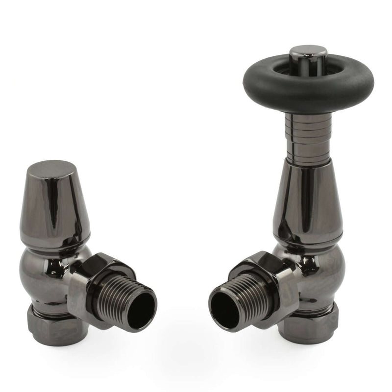 West Radiators Jaguar Thermostatic Angled Valve - Black Nickel