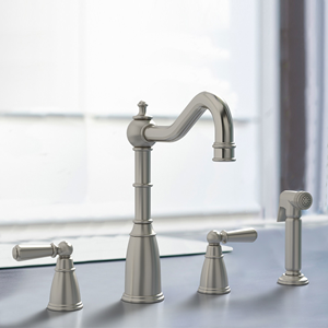 Bibury & Co Stockwell 4 Hole Kitchen Mixer and Side Spray - Pewter