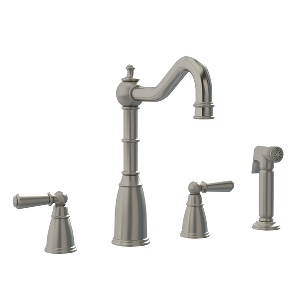 Bibury & Co Stockwell 4 Hole Kitchen Mixer and Side Spray - Pewter