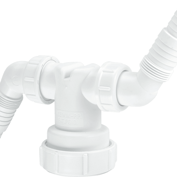 Dual Drain Hose Connector Double Drain Hose Outlet Connector – 2-to-1 Adapter For Washing Machine & Dishwasher To Single Waste Pipe Double Drain Hose Connector