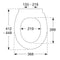 Technical drawing of a a pressalit t soft toilet seat with dimensions