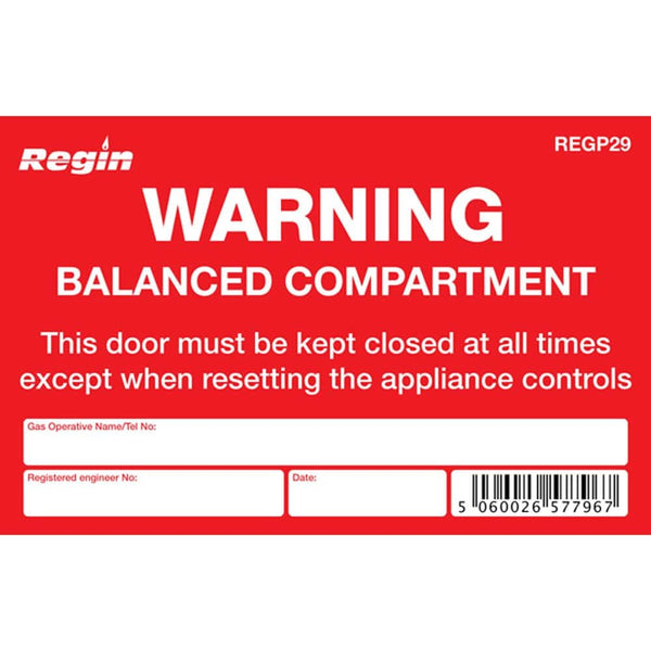 Regin Balanced Compartment Warning Label (8 Pack).