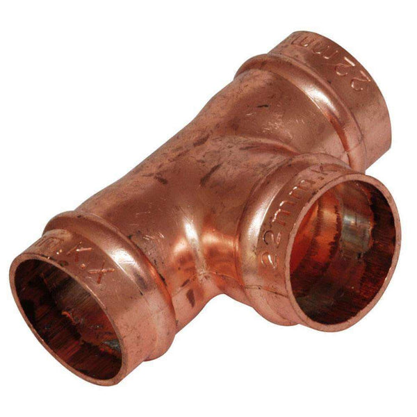 22mm Solder Ring Equal Tee - Professional Grade | Plumbhub