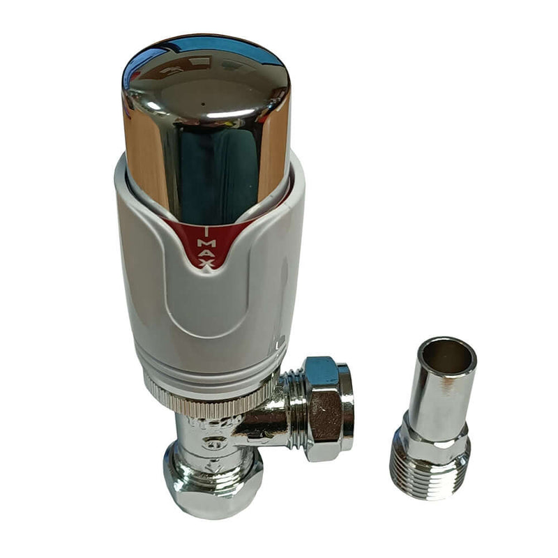 Plumbhub Angled TRV X: White/Chrome Replacement for Drayton TRV4