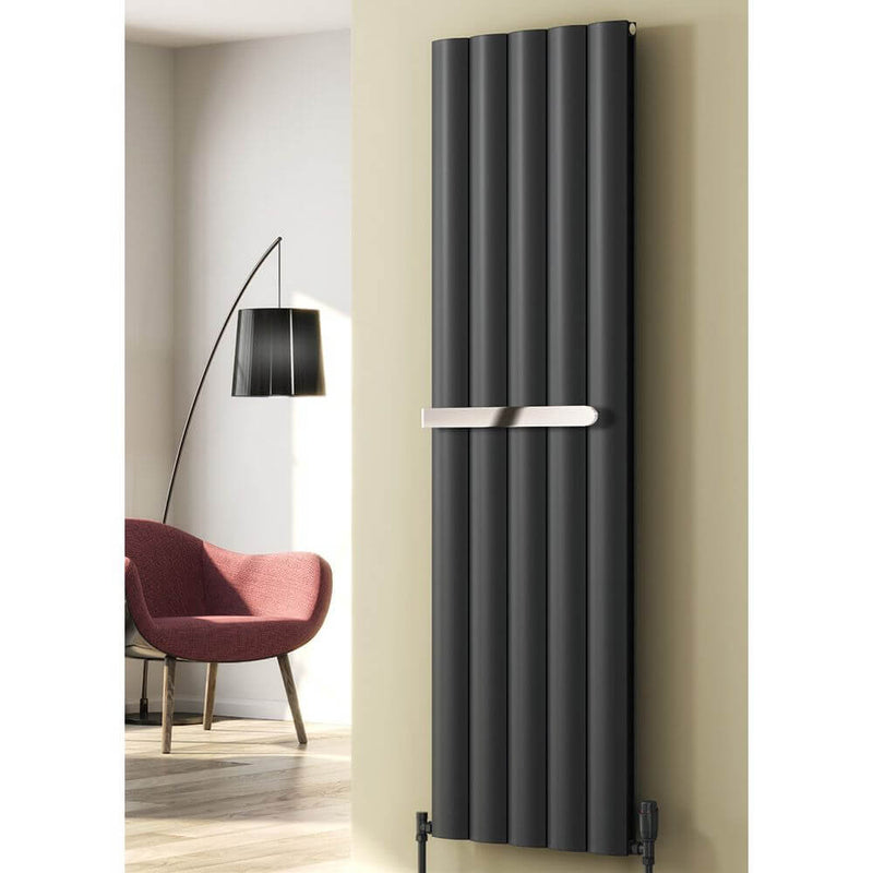 Reina Belva Double Vertical 1800mm(h) x 412mm(w) Designer Radiator -  Anthracite