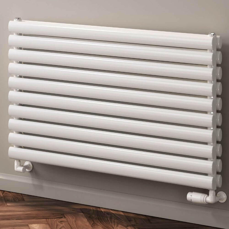 Reina Nevah Double Horizontal 590mm x 800mm Radiator - White